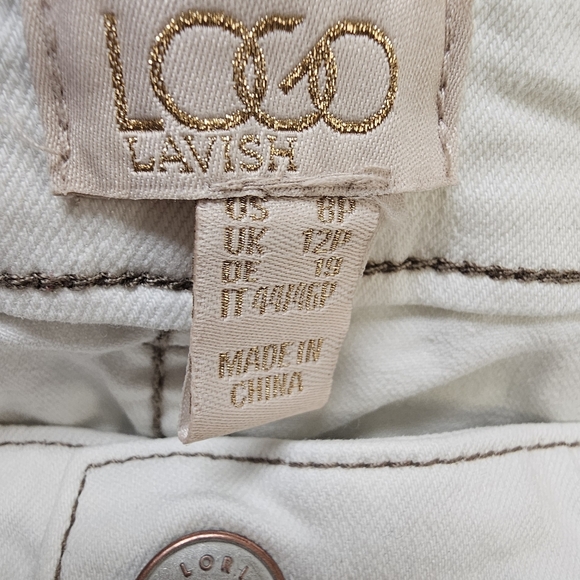 LOGO Lavish by Lori Goldstein Maddy Boyfriend Jeans Petite Size 8 Patchwork - Picture 7 of 11